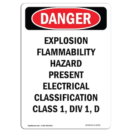 Signmission Safety Sign, OSHA Danger, 5" Height, Explosion Flammability Hazard, Portrait, 10PK OS-DS-D-35-V-2356-10PK